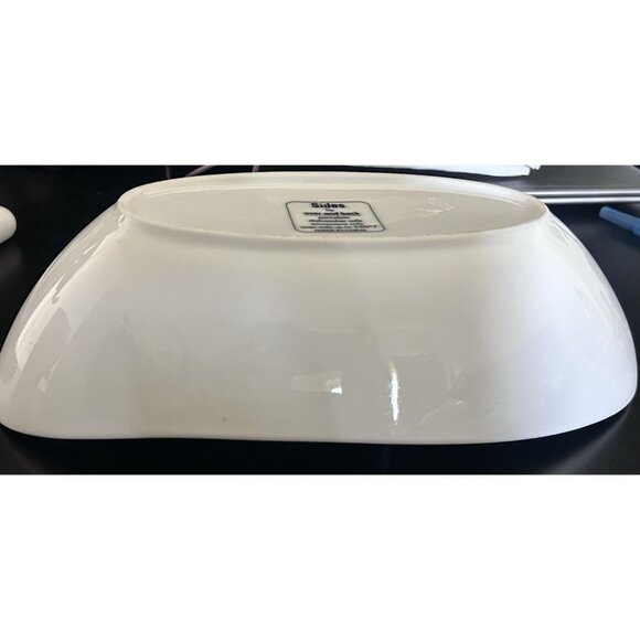 Sides by Over and Back White Oval Porcelain Serving Bowl Dish 12" Long - Picture 3 of 5